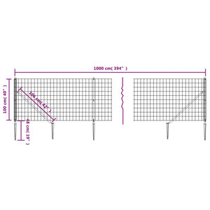Maschendrahtzaun mit Bodenhülsen Anthrazit 1x10 m