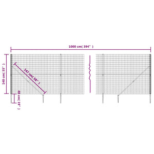 Maschendrahtzaun mit Bodenhülsen Anthrazit 1,4x10 m