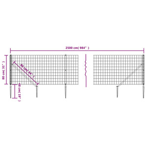 Maschendrahtzaun mit Bodenhülsen Anthrazit 0,8x25 m
