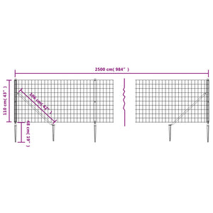 Maschendrahtzaun mit Bodenhülsen Anthrazit 1,1x25 m