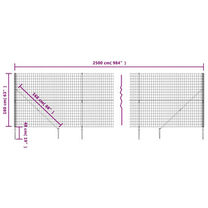 Maschendrahtzaun mit Bodenhülsen Anthrazit 1,6x25 m