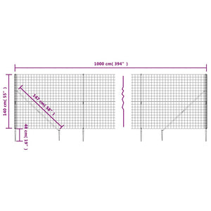 Maschendrahtzaun mit Bodenhülsen Anthrazit 1,4x10 m