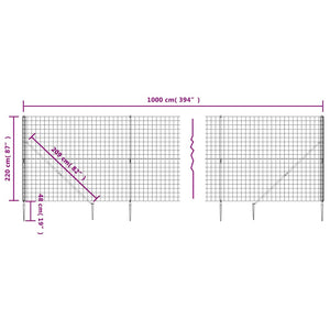 Maschendrahtzaun mit Bodenhülsen Anthrazit 2,2x10 m