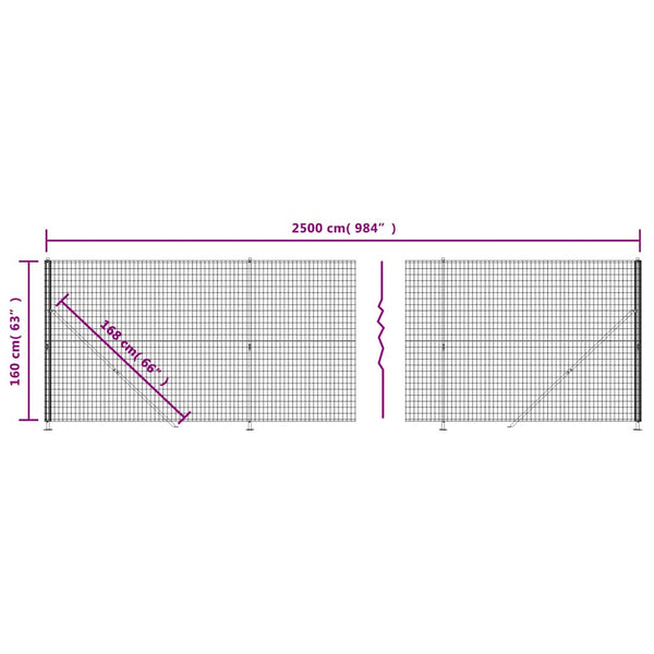 Maschendrahtzaun mit Bodenflansch Anthrazit 1,6x25 m