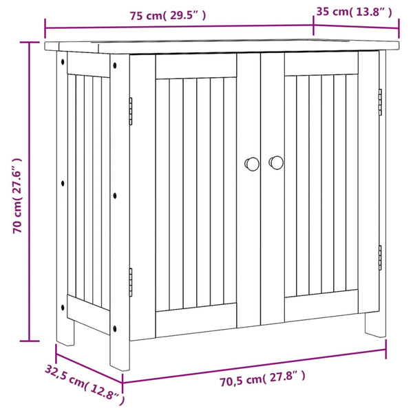 Gartenschrank Akazie 75x35x70cm