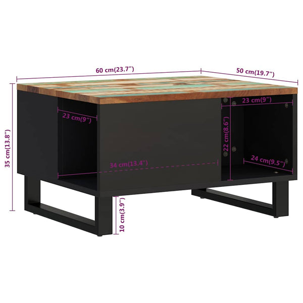 vidaXL Table basse 60x50x35 cm en bois de récupération massif