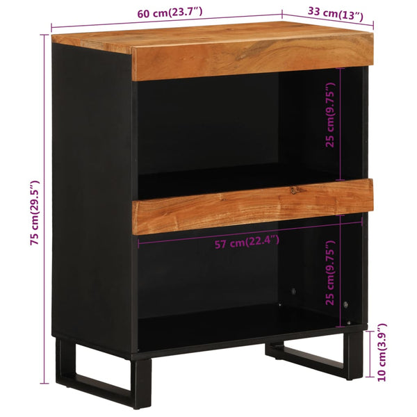 Akazie Beistelltisch Massivholz 60x33x75 cm
