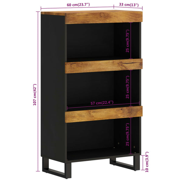 Mango Massivholz Beistellschrank 60x33x107 cm