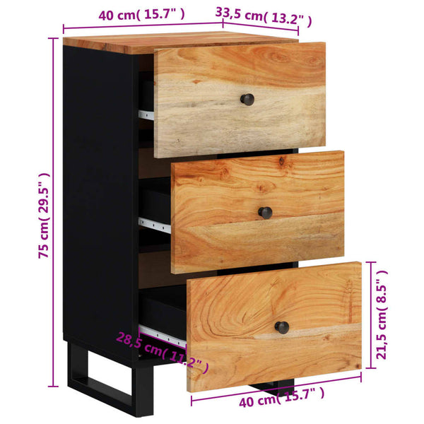 Akazie Sideboard mit 3 Schubladen