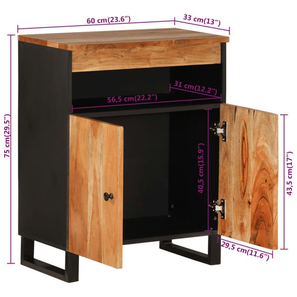 Akazie Sideboard mit 2 Türen 60x75 cm