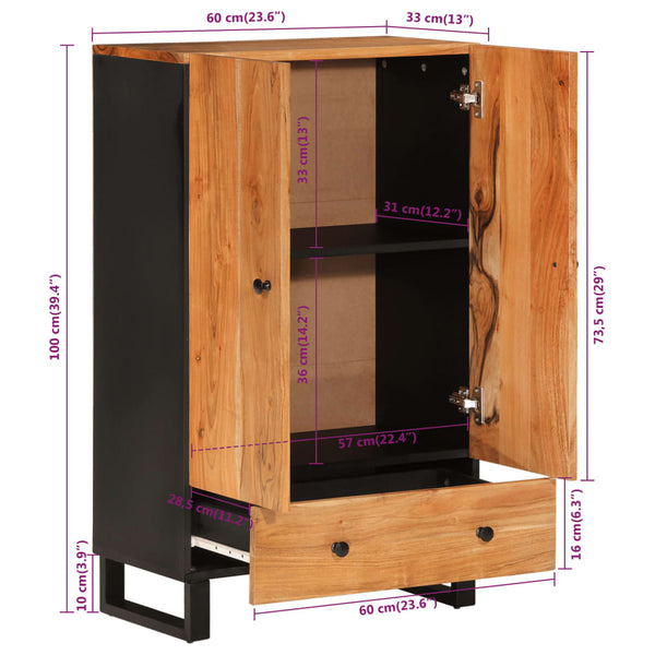 Highboard Akazie Massivholz 60x100 cm