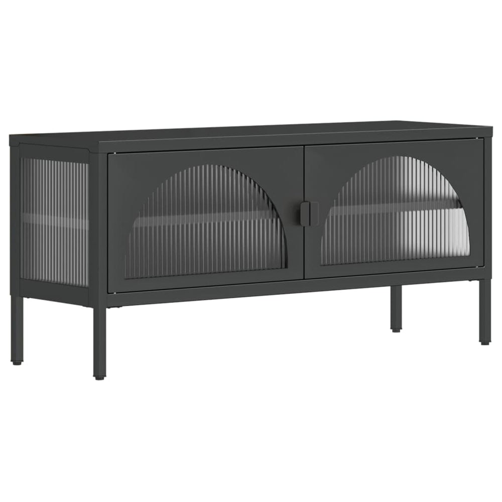 TV-Schrank Schwarz 105 cm Glas und Stahl