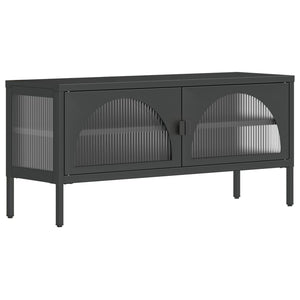 TV-Schrank Schwarz 105 cm Glas und Stahl