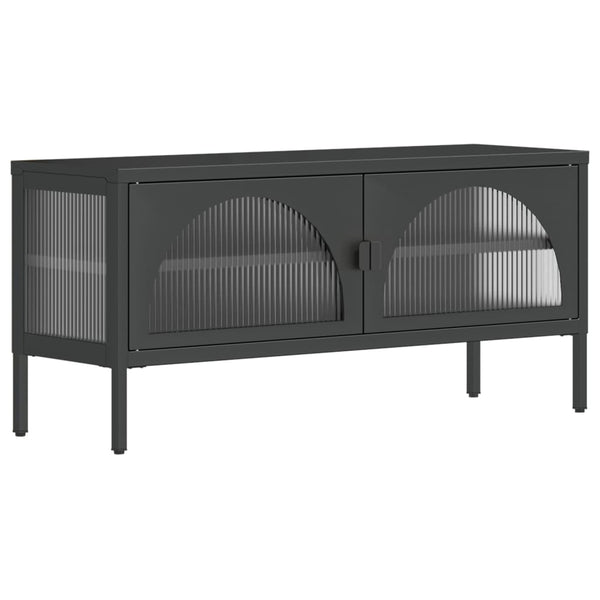TV-Schrank Schwarz 105 cm Glas und Stahl