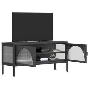 TV-Schrank Schwarz 105 cm Glas und Stahl