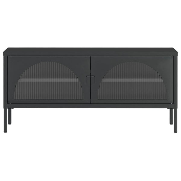 TV-Schrank Schwarz 105 cm Glas und Stahl