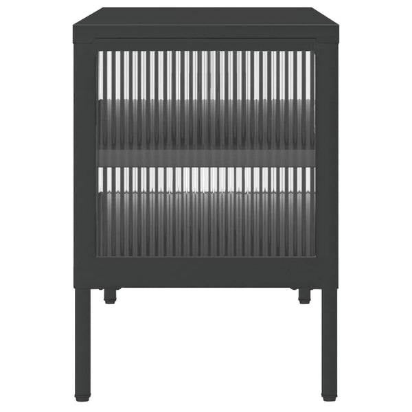 TV-Schrank Schwarz 105 cm Glas und Stahl