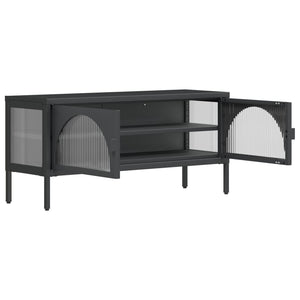 TV-Schrank Schwarz 105 cm Glas und Stahl