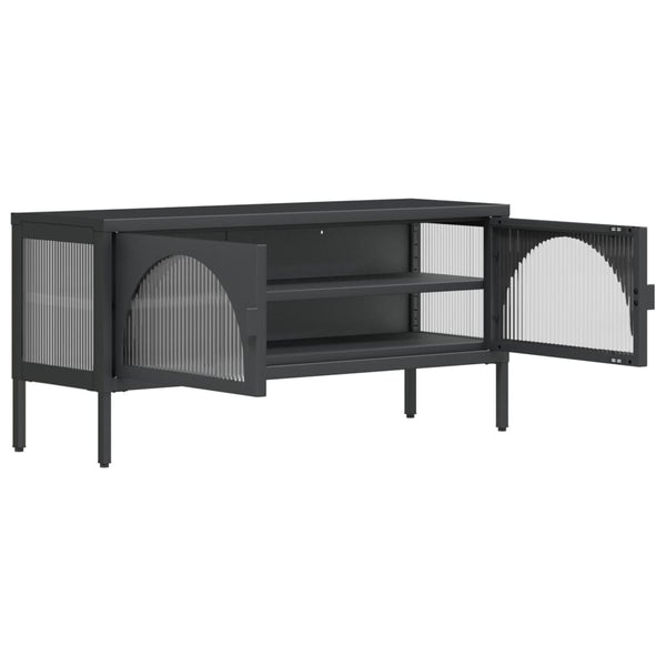 TV-Schrank Schwarz 105 cm Glas und Stahl
