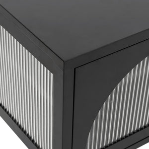 TV-Schrank Schwarz 105 cm Glas und Stahl