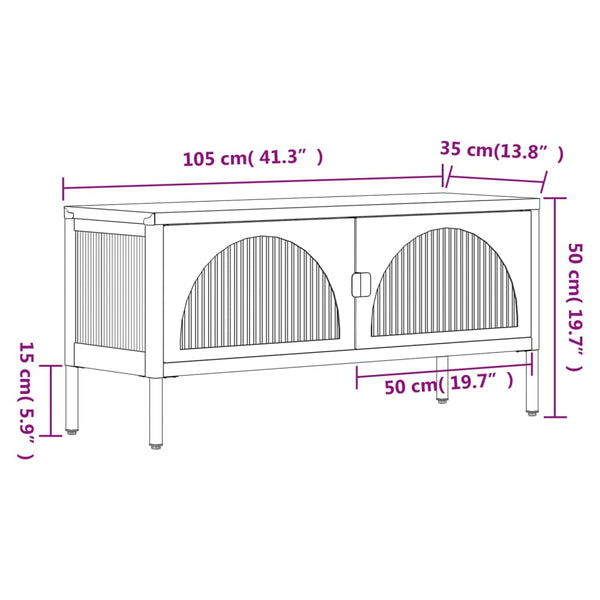 TV-Schrank Schwarz 105 cm Glas und Stahl
