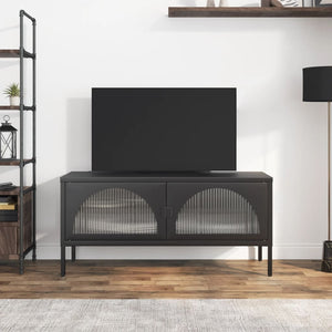 TV-Schrank Schwarz 105 cm Glas und Stahl