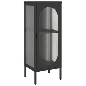 Schwarzes Sideboard Glas Stahl 40x35x105 cm