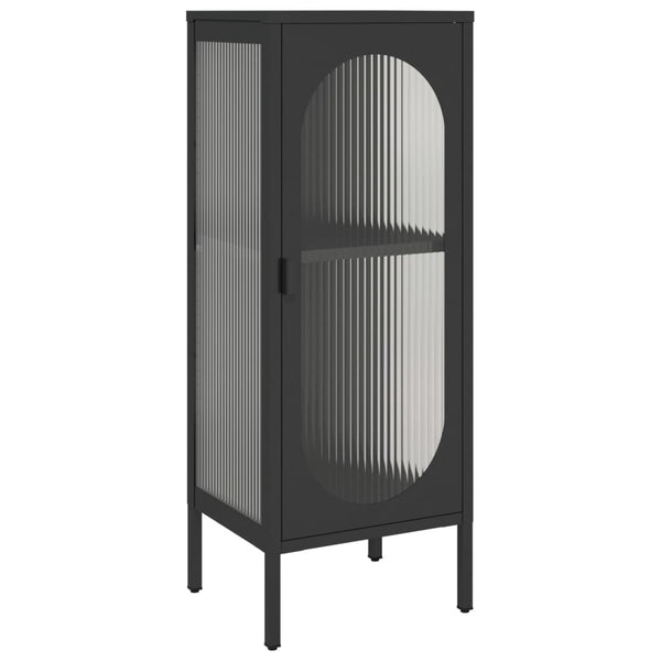Schwarzes Sideboard Glas Stahl 40x35x105 cm