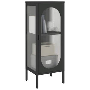 Schwarzes Sideboard Glas Stahl 40x35x105 cm