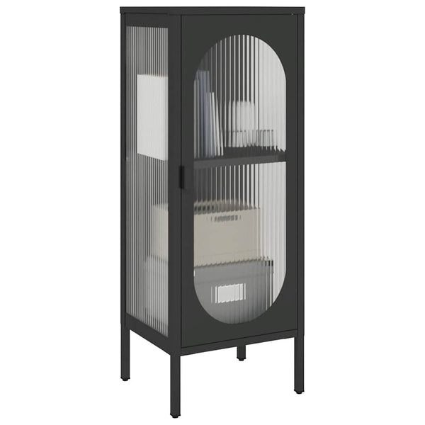 Schwarzes Sideboard Glas Stahl 40x35x105 cm