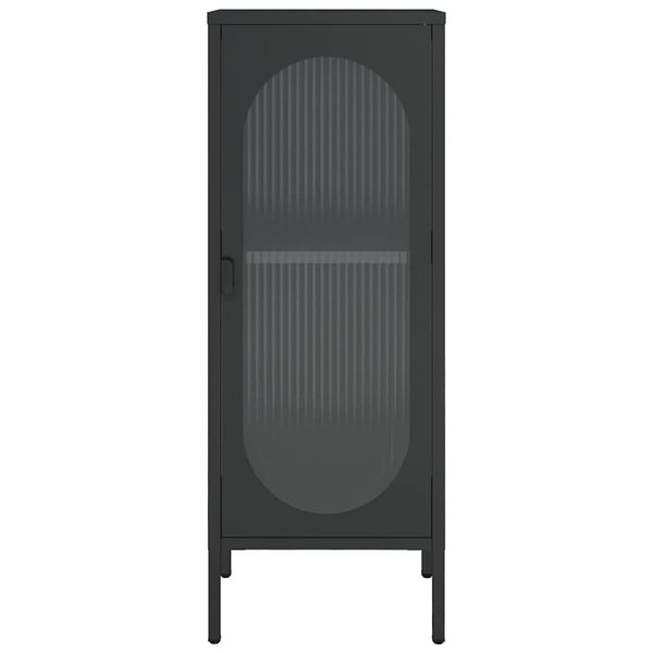 Schwarzes Sideboard Glas Stahl 40x35x105 cm