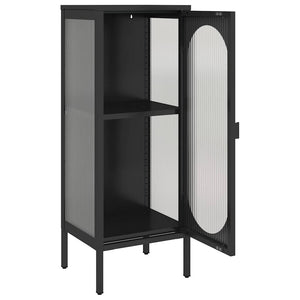 Schwarzes Sideboard Glas Stahl 40x35x105 cm