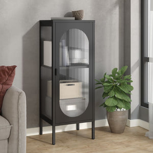 Schwarzes Sideboard Glas Stahl 40x35x105 cm