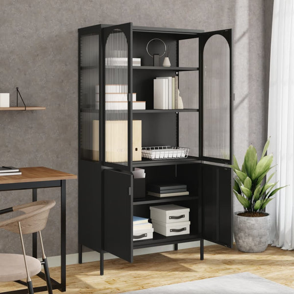 Highboard Schwarz 90x180 cm mit Glas