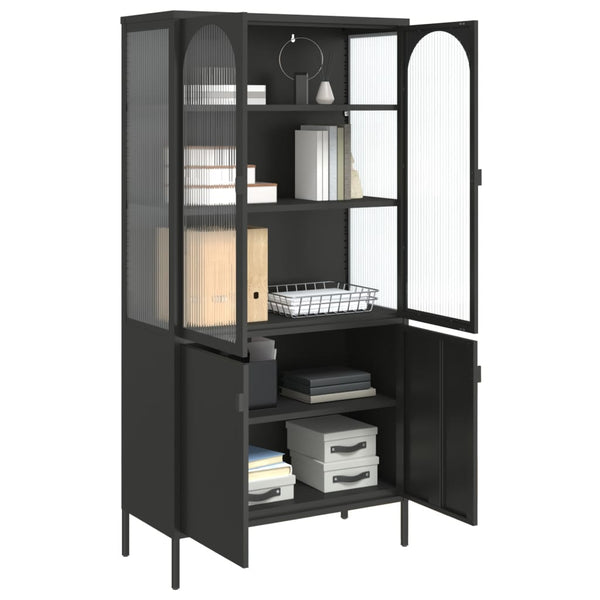 Highboard Schwarz 90x180 cm mit Glas