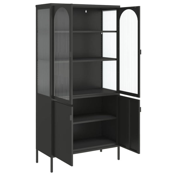 Highboard Schwarz 90x180 cm mit Glas