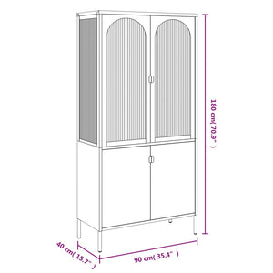 Highboard Schwarz 90x180 cm mit Glas