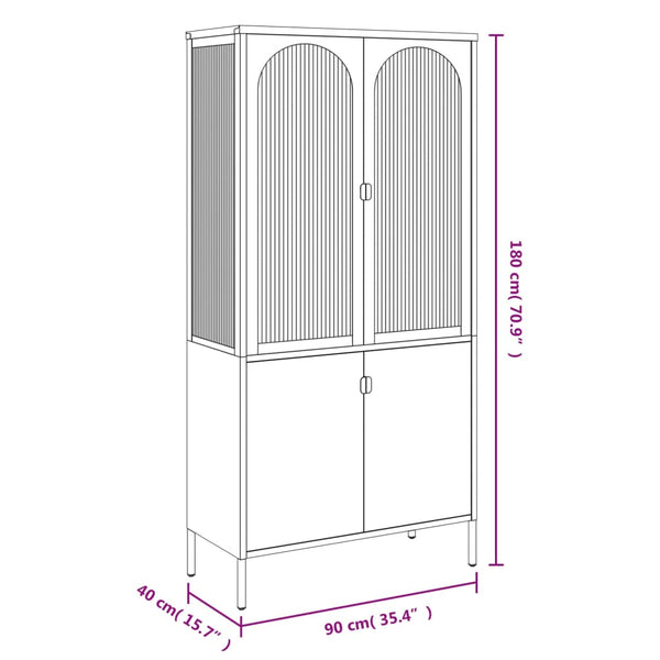 Highboard Schwarz 90x180 cm mit Glas