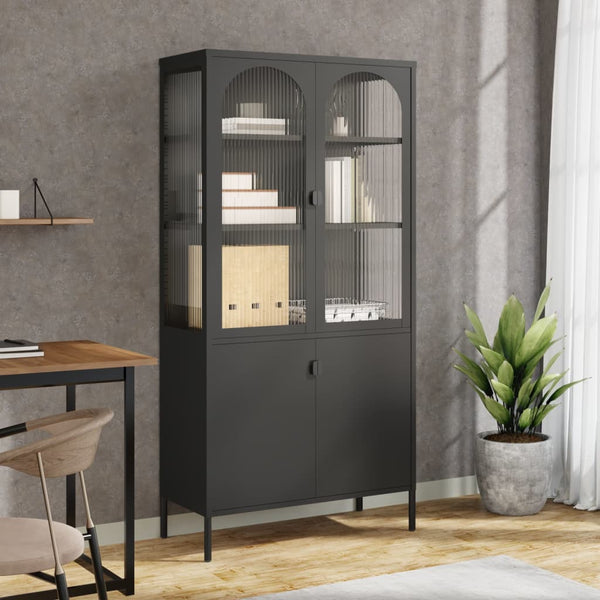 Highboard Schwarz 90x180 cm mit Glas