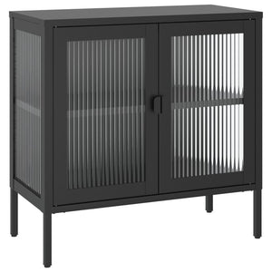 Schwarzes Sideboard 70x35x70 cm Glas und Stahl
