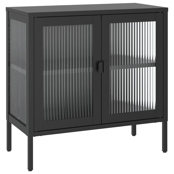 Schwarzes Sideboard 70x35x70 cm Glas und Stahl