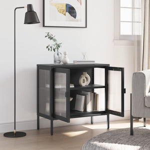 Schwarzes Sideboard 70x35x70 cm Glas und Stahl