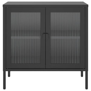 Schwarzes Sideboard 70x35x70 cm Glas und Stahl