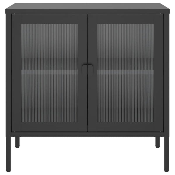 Schwarzes Sideboard 70x35x70 cm Glas und Stahl