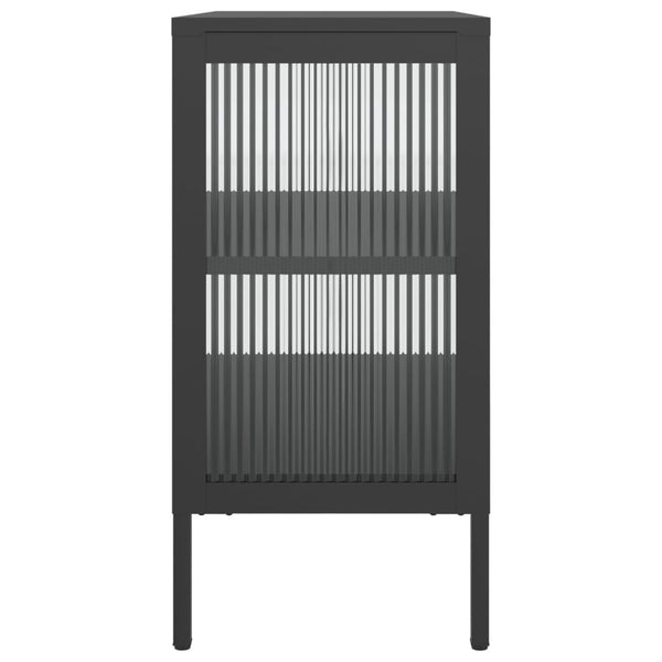 Schwarzes Sideboard 70x35x70 cm Glas und Stahl