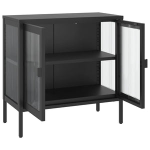 Schwarzes Sideboard 70x35x70 cm Glas und Stahl