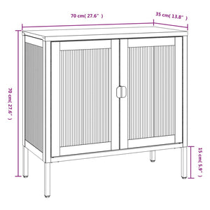 Schwarzes Sideboard 70x35x70 cm Glas und Stahl
