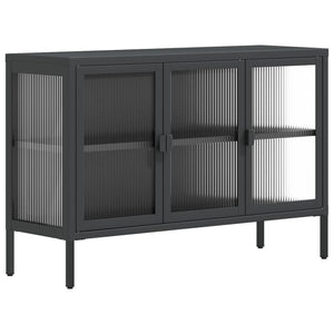 Schwarzes Sideboard 105 cm Glas und Stahl