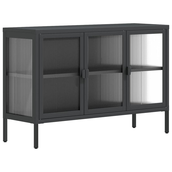 Schwarzes Sideboard 105 cm Glas und Stahl