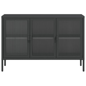 Schwarzes Sideboard 105 cm Glas und Stahl